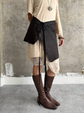 Mantle Skirt — 磨面豬皮不對稱片裙